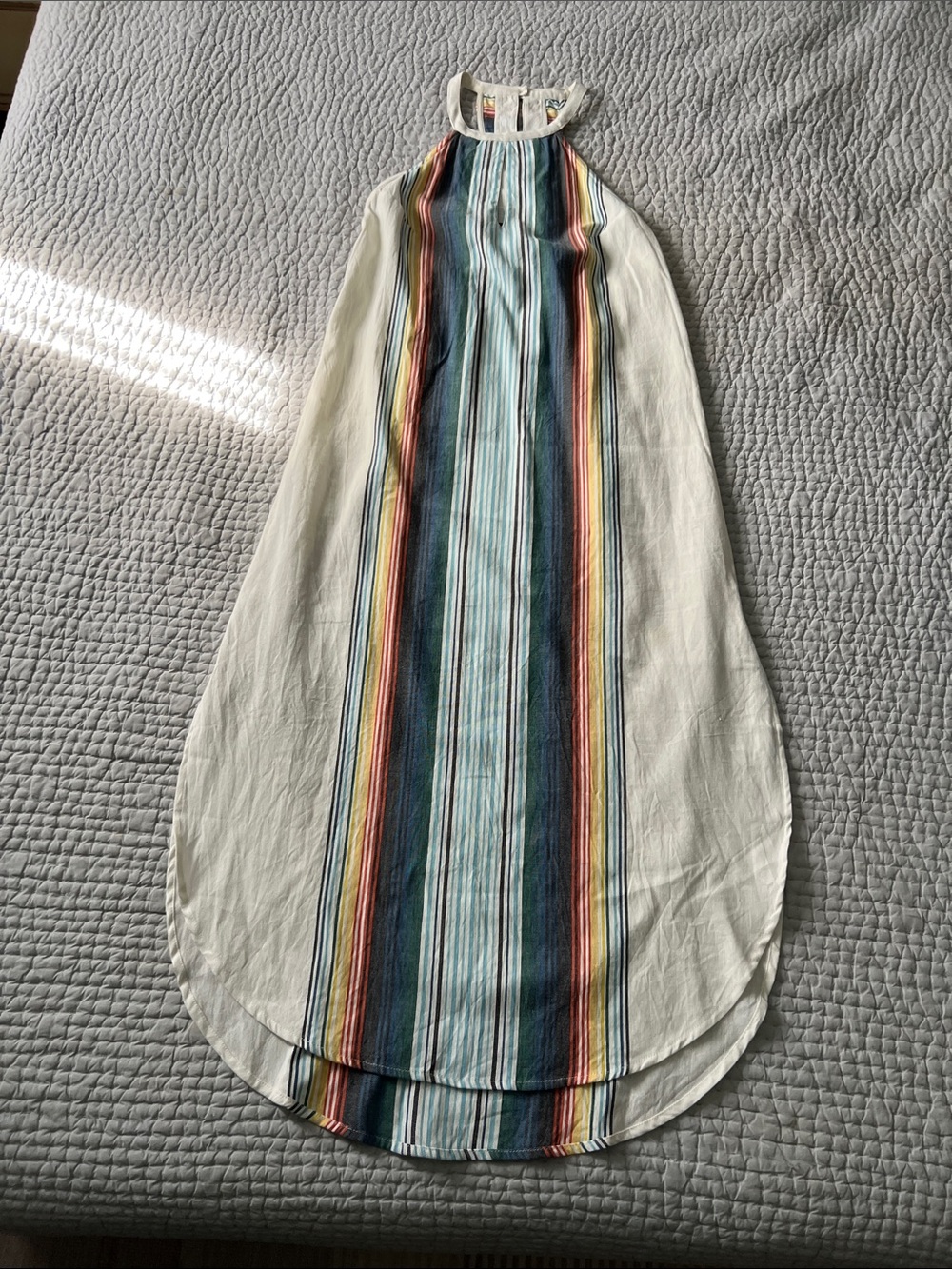Rip Curl Cream Halter Midi Dress with Multicolor Center Stripes